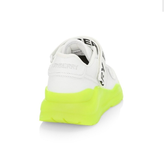 Burberry Ronnie Chunky White Leather Neon Sole Sneaker Size 40 - Picture 16 of 16